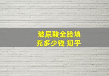 玻尿酸全脸填充多少钱 知乎